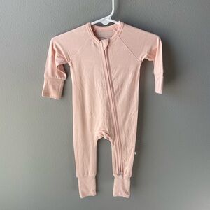 BumBunny Bamboo Convertible Footed Romper in Vanilla - Soft Pink Color